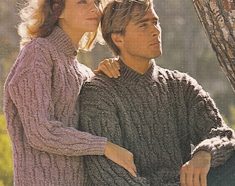 Chunky Sweater Knitting Pattern Ladies Mens Jumper in Chunky / Bulky Yarn Quick Knit PDF Pattern in English