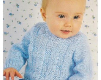 Baby Sweater Knitting Pattern DK / 8 Ply Yarn Jumper Pattern 3 months to 2 years Girls Boys PDF Pattern in English Only