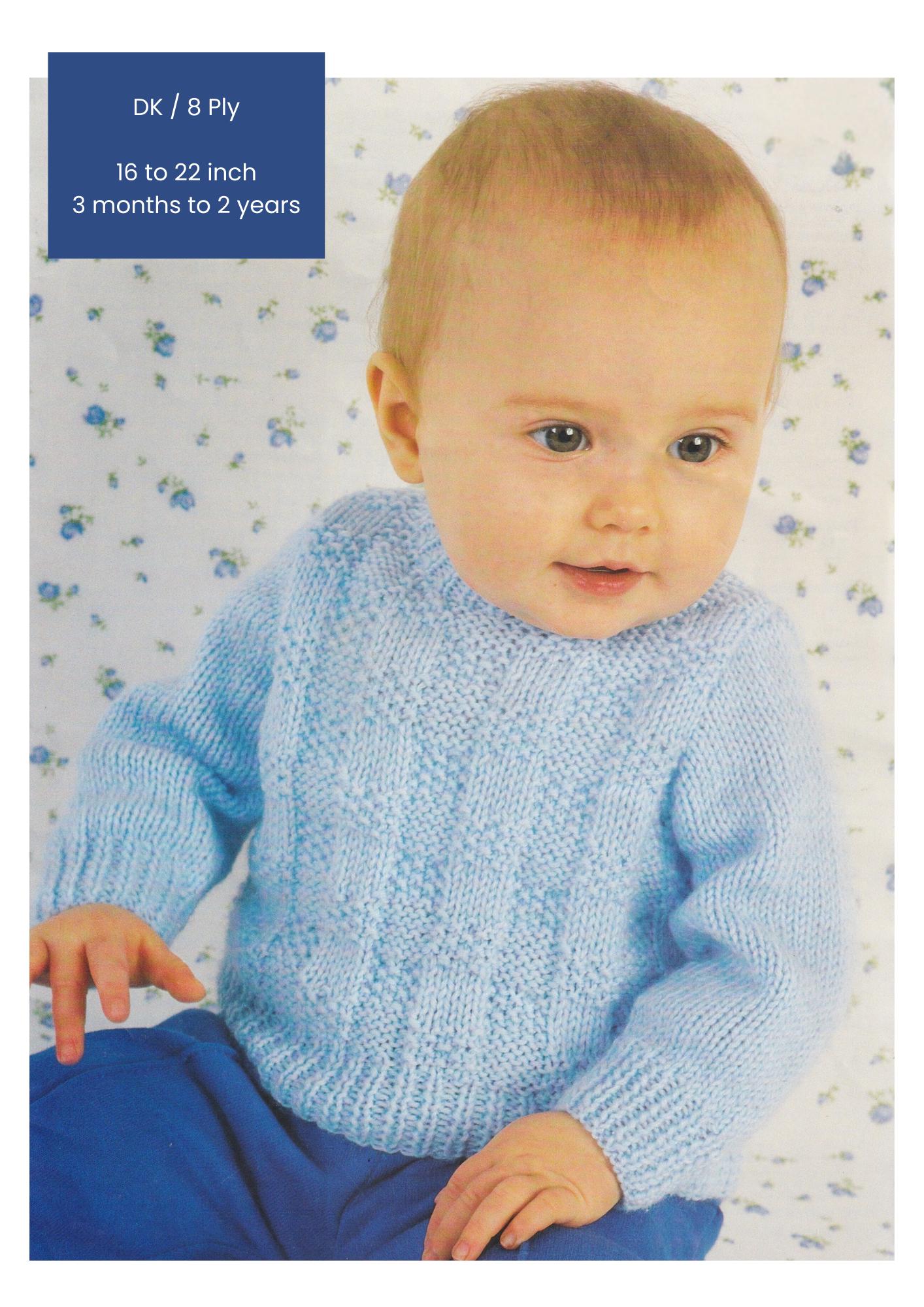 Baby Sweater Knitting Pattern DK Ply Yarn Jumper Pattern