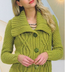 Chunky Womens Cardigan Knitting Pattern Chunky Bulky Yarn Ladies Cable Front Cardigan PDF Pattern in English Only