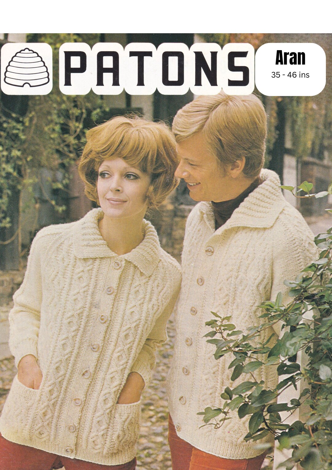 Vintage Aran Cardigan Knitting Pattern Traditional Collar Cardigan ...