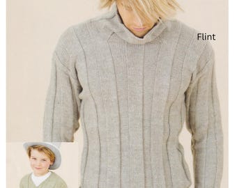 Mens Boys Sweater Knitting Pattern No-Rib Edges PDF Pattern Organic DK 8Ply Child Adult Jumper 24 - 46 inches in English Only