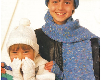 Boys Hats, Scarf, Gloves, Fingerless Gloves Knitting Pattern Childs Hat with Ear Flaps DK PDF Pattern 4 - 13 years