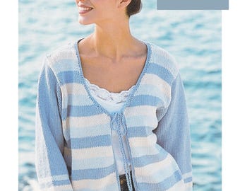 Ladies Cardigan Knitting Pattern, DK / 8 Ply Yarn, No Buttons Cardigan  PDF in English