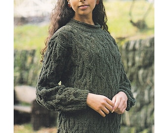 Ladies Sweater Knitting Pattern Super Chenille Yarn Jumper Quick Knit (PDF in English)