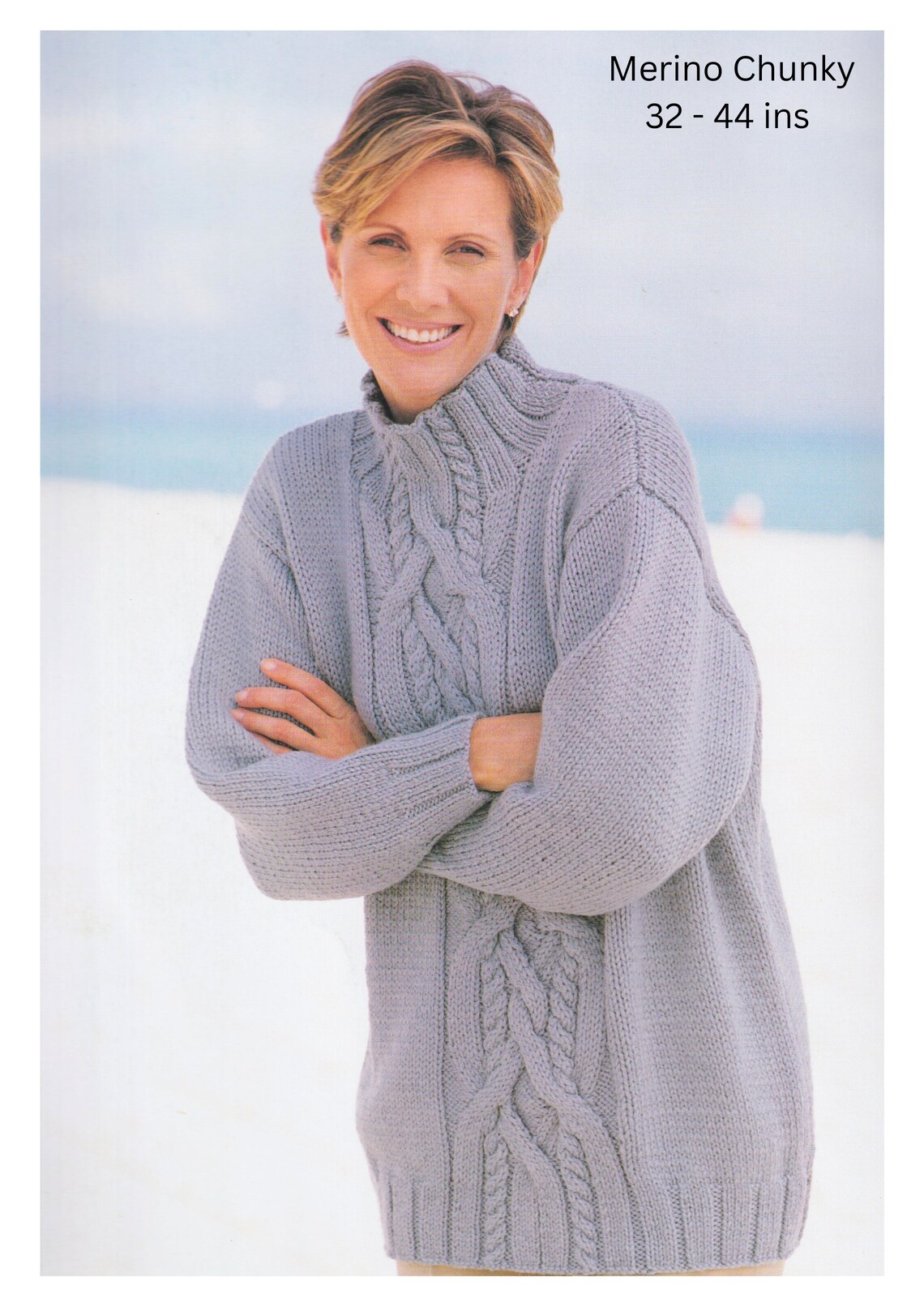 Ladies Sweater Knitting Pattern Turtleneck Roll Neck Chunky / Bulky ...