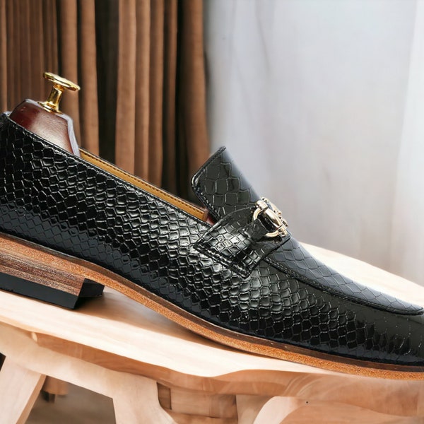 Handmade Men's Black Alligator Leather Loafer | FASHION Designer Shoes | Stylish and Unique Footwear For Men | Men Python Leather Shoes