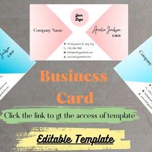 Editable Business Card , Sage Pink and Blue Business Card Template, Canva Business Card, Single Sided Business Card with your Logo