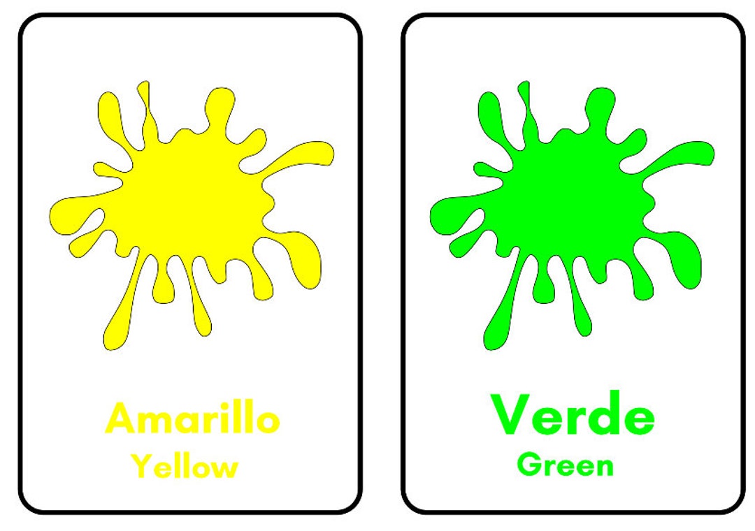 Spanish Color Flashcard Printable Spanish to English Etsy