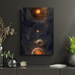 Art mural sur toile, carte de l'espace futuriste, impression abstraite du système planétaire, affiche galaxie de science-fiction pour les amateurs d'astronomie