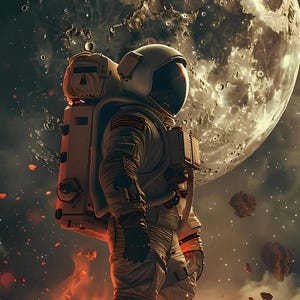 Art mural sur toile astronaute, affiche espace science-fiction, impression exploration de la lune, décoration astronaute galaxie, art de la chambre espace