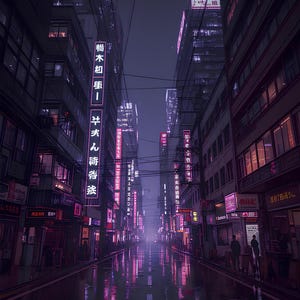 Lienzo de paisaje urbano ciberpunk, arte mural de neón de Tokio, impresión de escena nocturna futurista, decoración estética japonesa de vaporwave