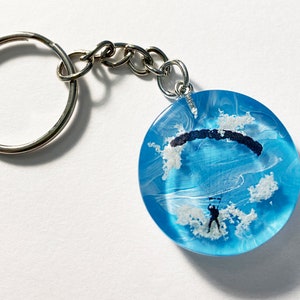 Epoxy resin keychain. Skydiver