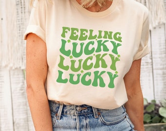Feeling Lucky Shirt, Clover Shirt, Custom St Patrick's Day Shirt, Irish Shirt, St Patricks Day Shirt, Irish Party Tee, Shamrock Shirt