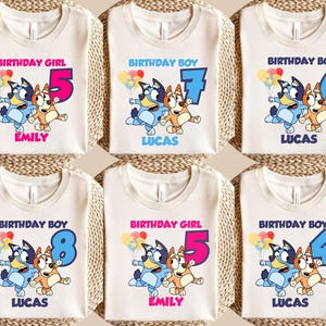 Custom Blue Birthday Shirt, Janet And Rita Shirt, Dog 2025 Shirt, Dog and Bing Shirt, Dog Cartoon Family Shirt, Disneyworld Family Tees