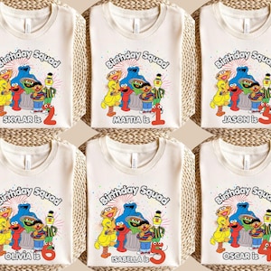 Custom Sesame Street Birthday Squad Shirt, Family Matching Birthday Tee, Sesame Street Character Family Shirt, Vintage Cartoon Shirt
