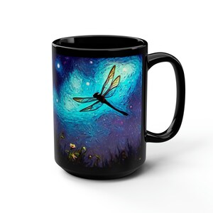 Dragon fly coffee mug gift for dragonfly lover starry night dragon fly coffee mug art coffee mug gift for coworker dragonfly coffee gift