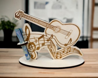 Gitarre mit "Notenwelle" als Geldgeschenk aus 4mm Sperrholz