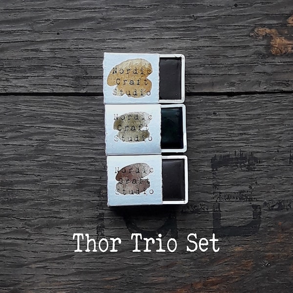 Thor Trio Set - Aquarelle faite main de qualité artiste dans des demi-coques