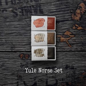 Ensemble scandinave de Noël - Aquarelle faite main de qualité artiste dans des casseroles pleines et demi