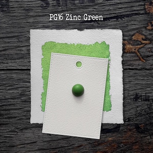 PG16 Zinc vert - Echantillon de peinture aquarelle fait main de qualité artiste sur carte à points