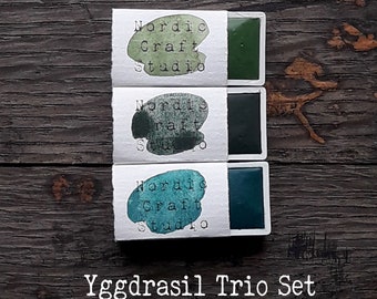 Yggdrasil Trio Set - Aquarelle faite main de qualité artiste dans des casseroles pleines
