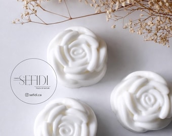 Weiße Rose Seife Gastgeschenke - elegantes florales Gastgeschenk mit individuellem Anhänger (Bridal Shower)