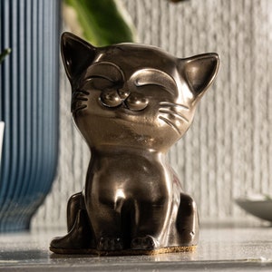 Cute Sitting Cat Figure Bronze, Cat Lover Gift for Him or Her, House Warming Gift, Cute Cat Sculpture, Bronze Cat Figurine,