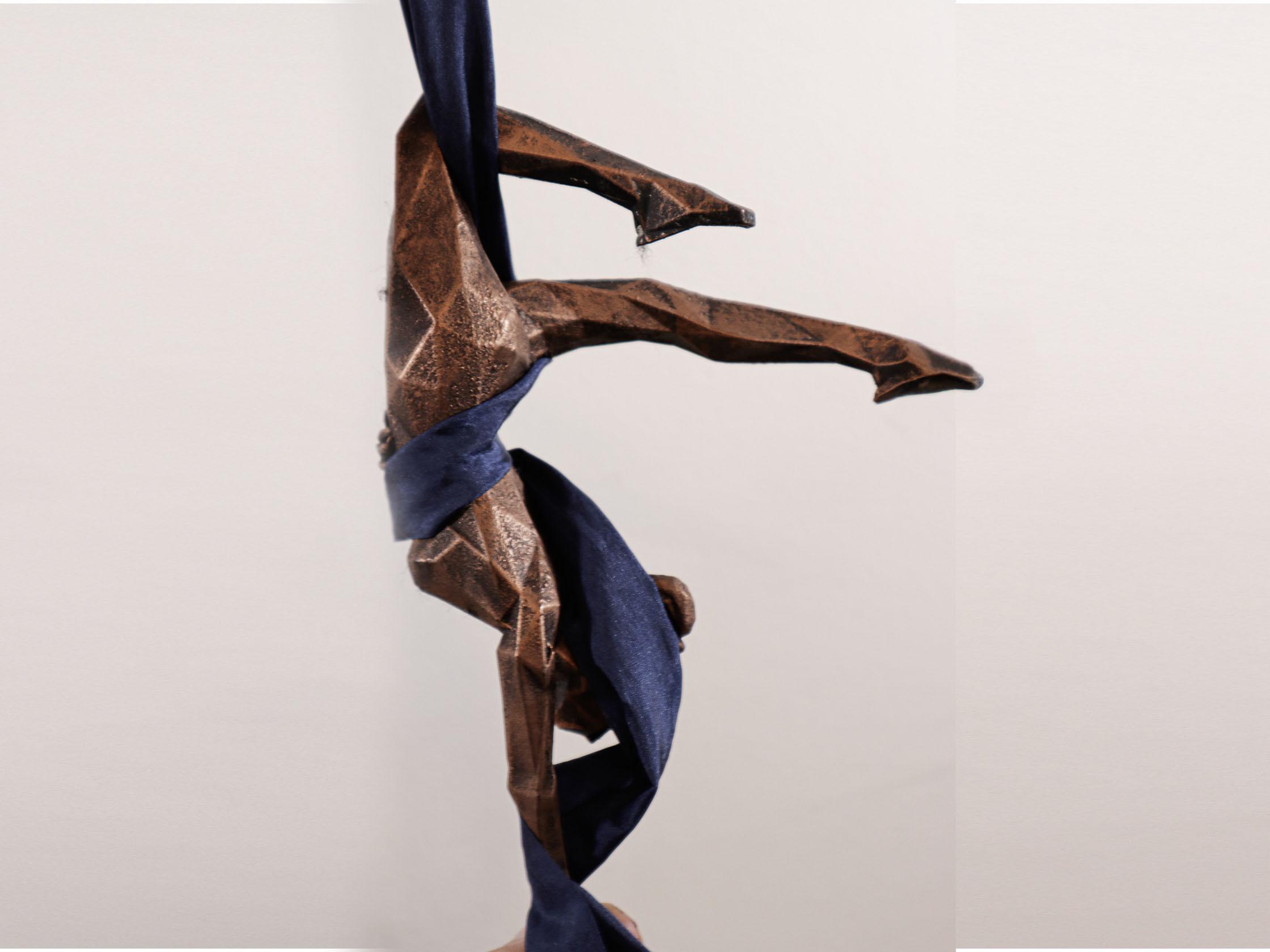 Aerial Silk Acrobat Statue: Metallic Finish Resin Sculpture With Hook ...