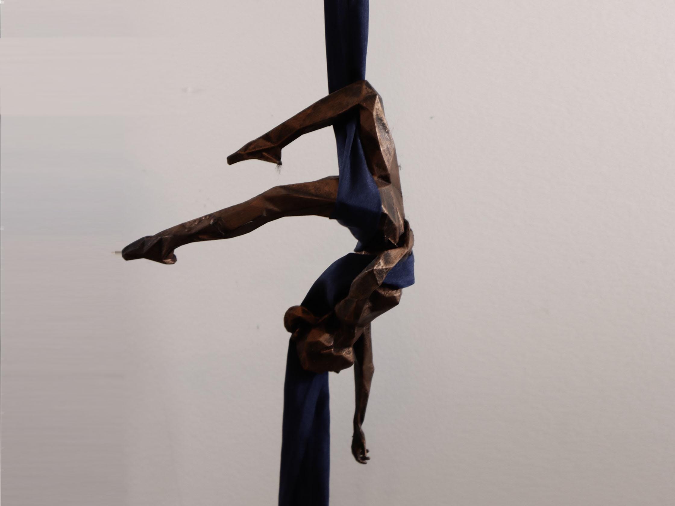 Aerial Silk Acrobat Statue: Metallic Finish Resin Sculpture With Hook ...