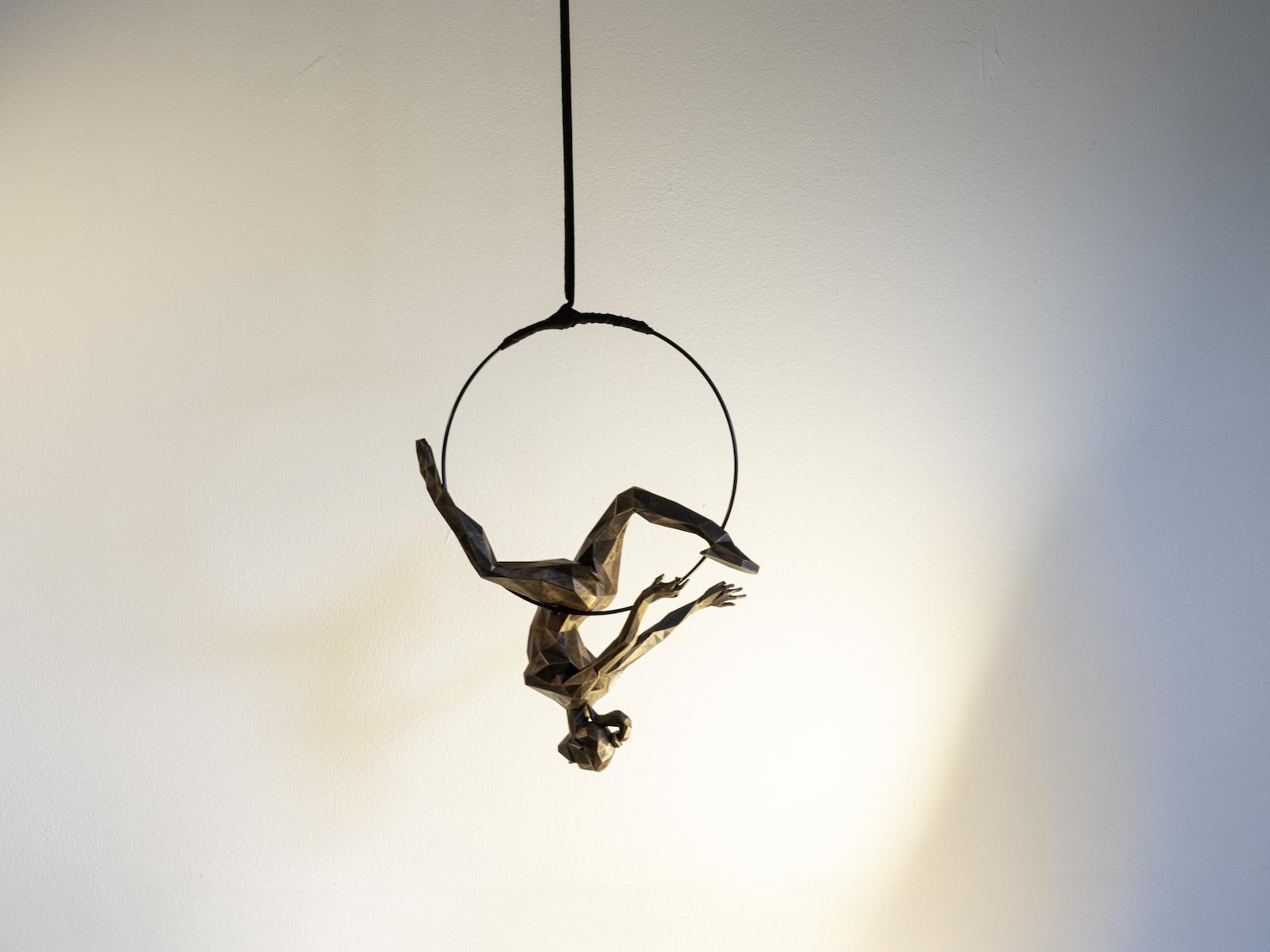 Aerial Hoop Acrobat Statue: Metallic Resin Sculpture With Silk Ribbon ...