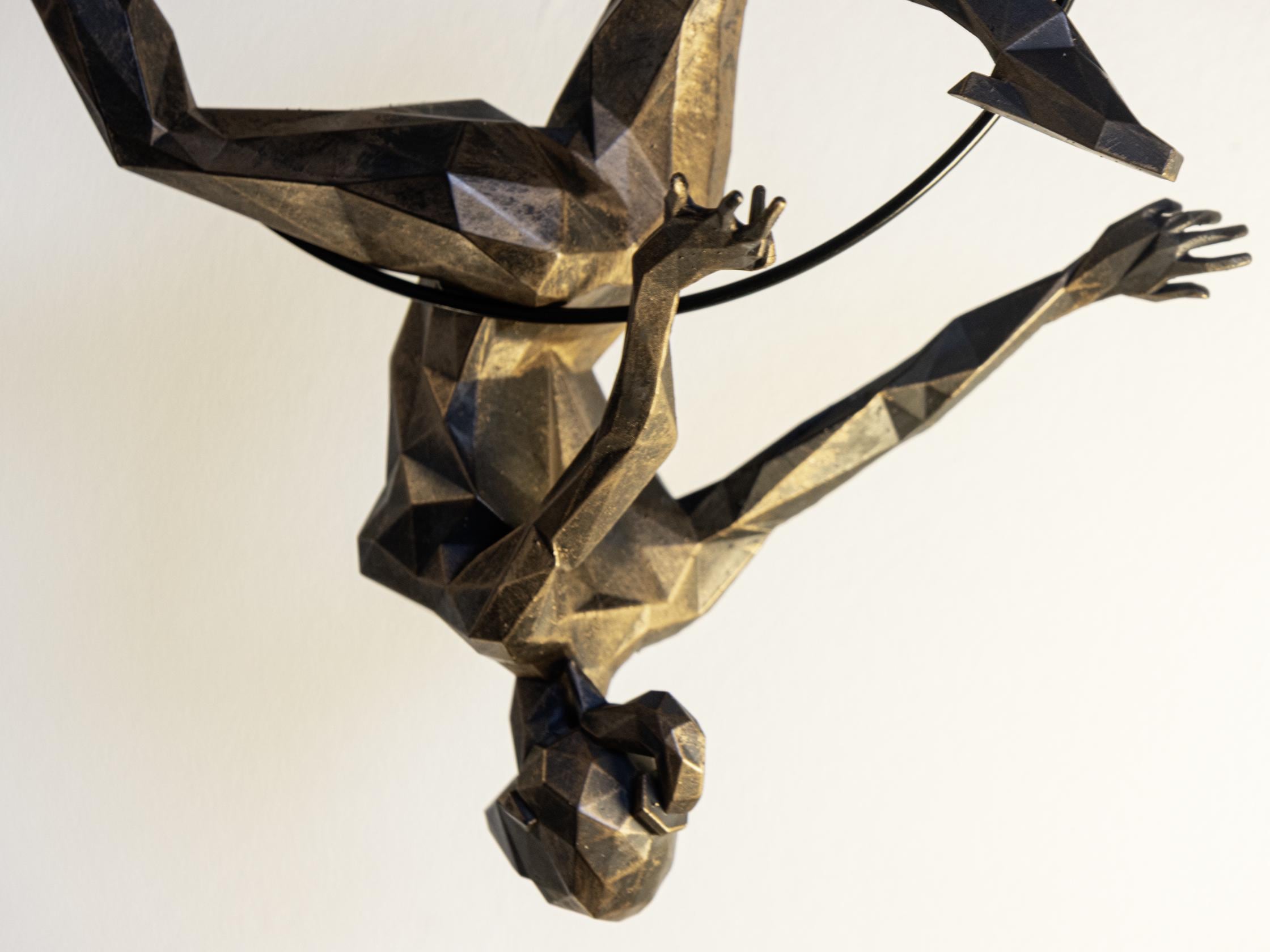 Aerial Hoop Acrobat Statue: Metallic Resin Sculpture With Silk Ribbon ...