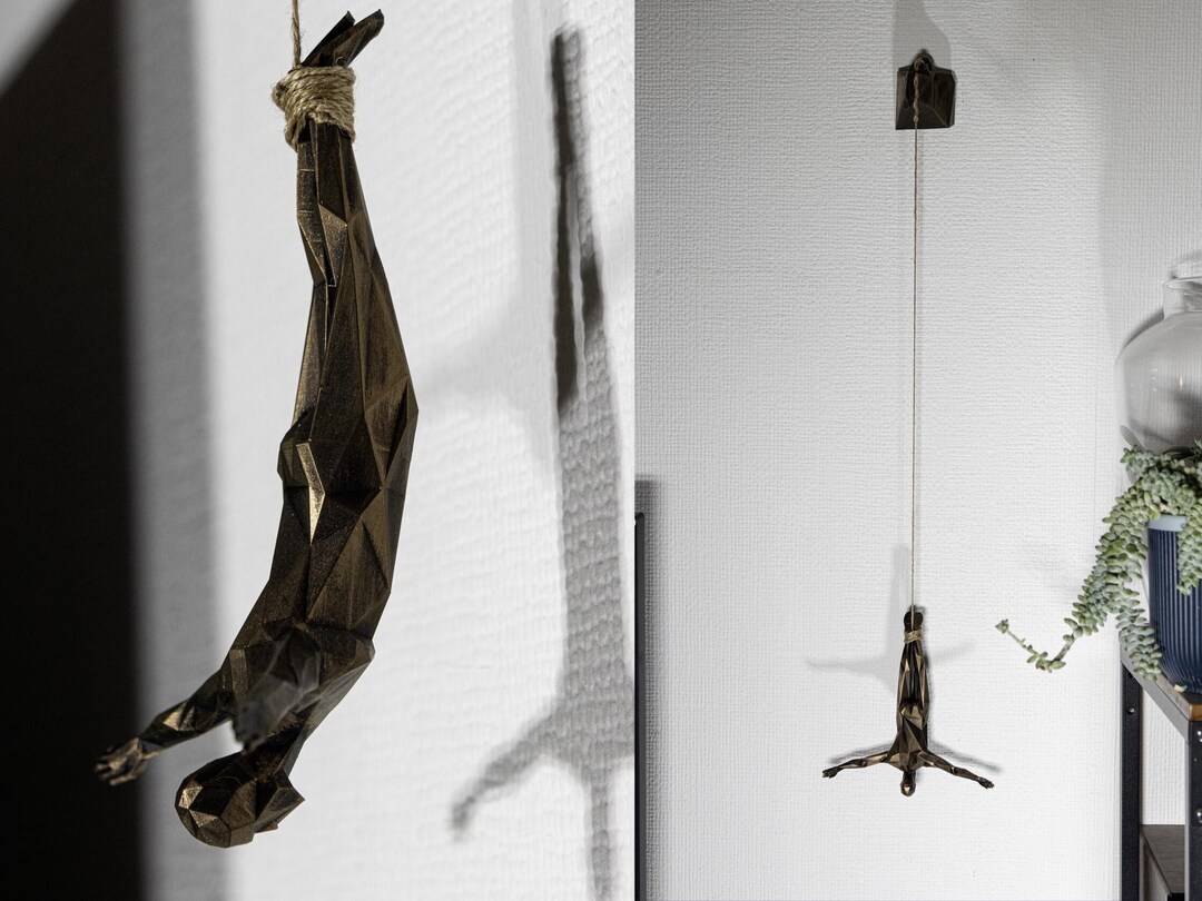 Bronze Colour Bungee Jumping Man Hanging on String Ornament Figure ...