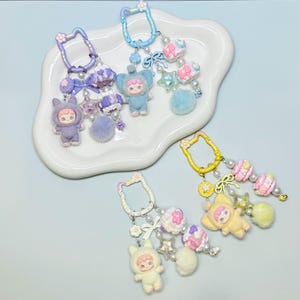 Dora figures with Hand Painted Bead Keychain | Bag charm | Phone charm | Handmade Beads | Popmart Bead