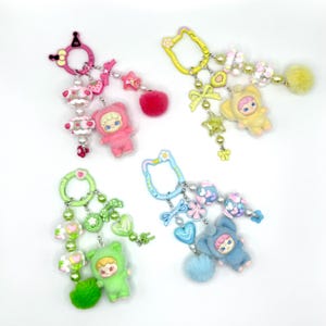 Dora figures with Hand Painted Bead Keychain | Bag charm | Phone charm | Handmade Beads | Popmart Bead
