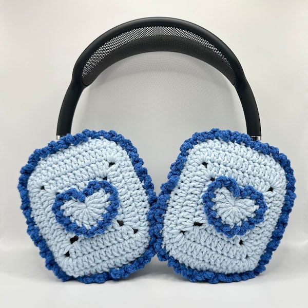 Crocheted AirPods Max Cover- Lacy Blue Heart