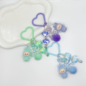 Die Monster Labubu Figuren mit handbemalter Perle Schlüsselbund | Taschenanhänger | Handyanhänger | Handgefertigte Glasperlen | Glasperle