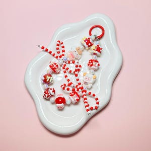 Red Theme Characters Hand Painted Bead Keychain | Bag charm | Phone charm | Handmade Beads | Popmart Bead