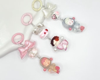 Skullpanda Mini Figures Keychain | Pop Bean | Hand Painted Bead Keychain | Bag charm | Phone charm | Handmade Beads | Popmart Bead