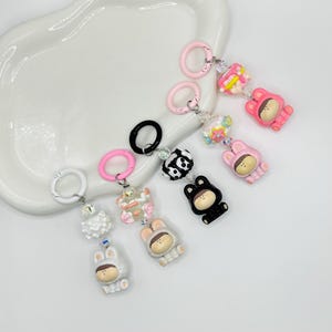 AMLLS Bunny Figures Hand Painted Bead Keychain | Bag charm | Phone charm | Handmade Beads | Popmart Bead