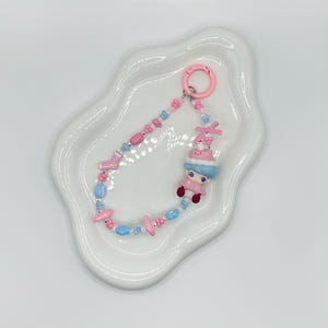 Pink and Blue Dimoo Figure Metal Bead Keychain | Bag charm | Phone charm | Handmade Beads | Popmart Bead
