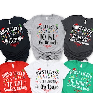 Funny Family Christmas Shirt: Custom &quot;Most Likely To&quot; Matching Tees