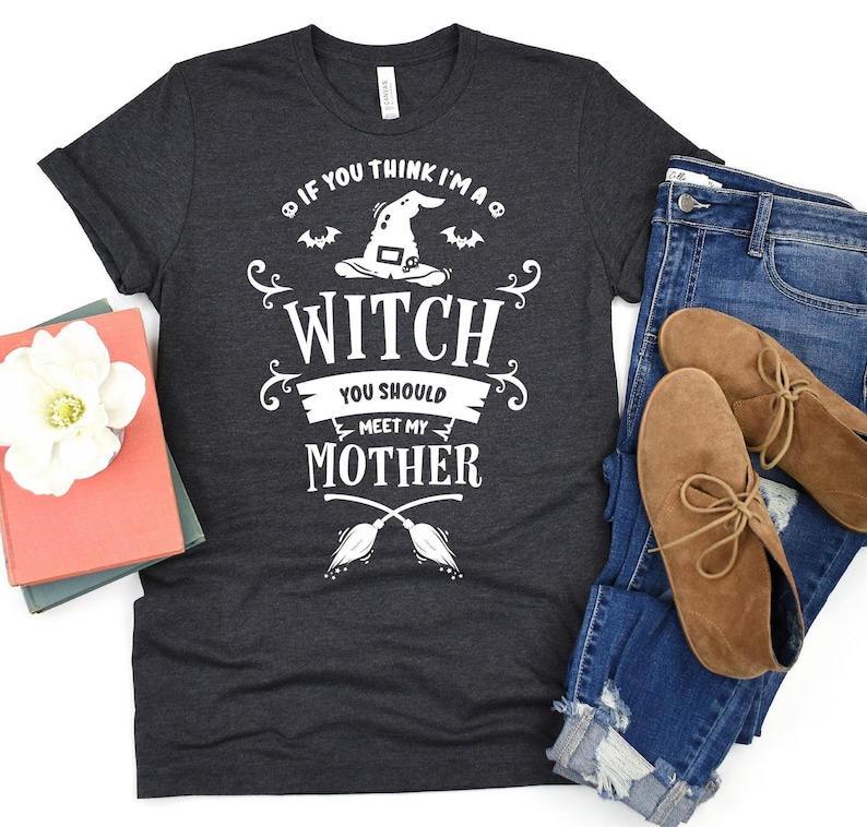 Funny Witch Mom Shirt - Halloween Scarecrow Tee image 1