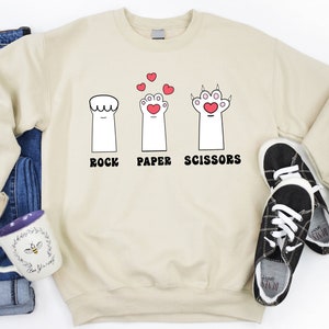 Rock Paper Scissors Cat Pawsshirt / Sweatshirt, Gift For Cat Lovers Funny Rock Paper Scissors Shirt Cute Cat Paws Tee ,Mothers day gift