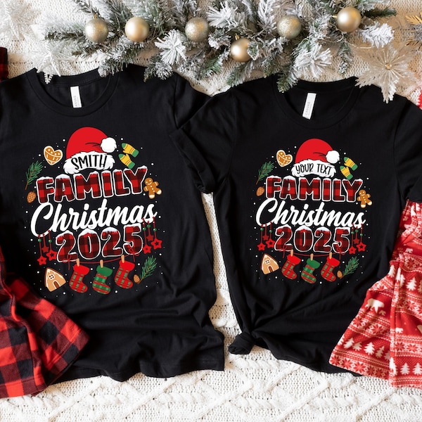 Custom Family Christmas 2025 T-Shirt: Funny Santa Tee