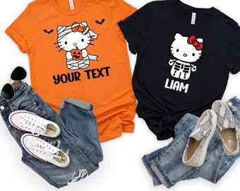 Personalized Kawaii Kitty Halloween T-Shirt