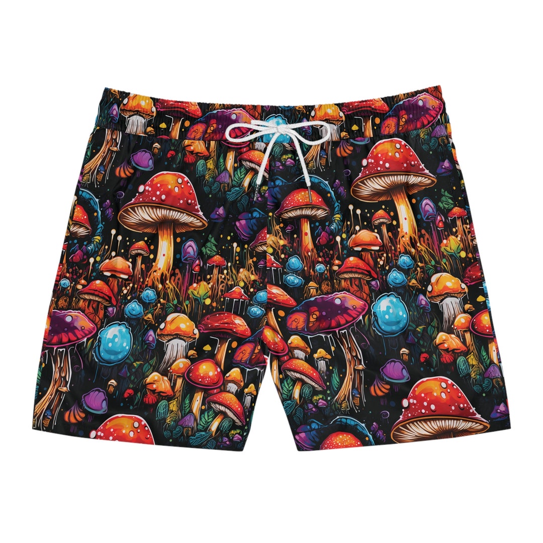 Trippy Magic Mushroom Men's Swim Trunks AOP Psychedelic Etsy