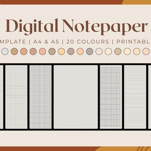 24 Digital Note Paper Templates | Lined Dotted Grid | A4 A5 | 20 Color ...