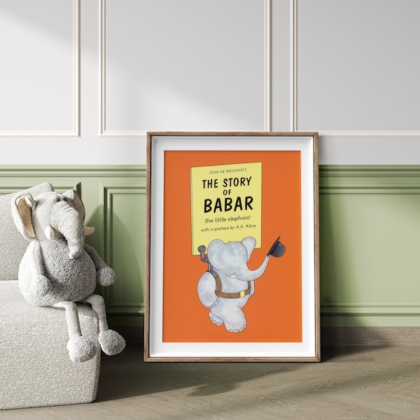 The Story of Babar vintage print, Vintage Babar the Elephant digital download, nursery wall art print, nursery or child's bedroom