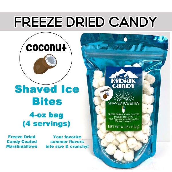 Freeze Dried Candy COCONUT *Shaved Ice Bites* Freeze Dried Treats Summer Flavors Shaved Ice Candy